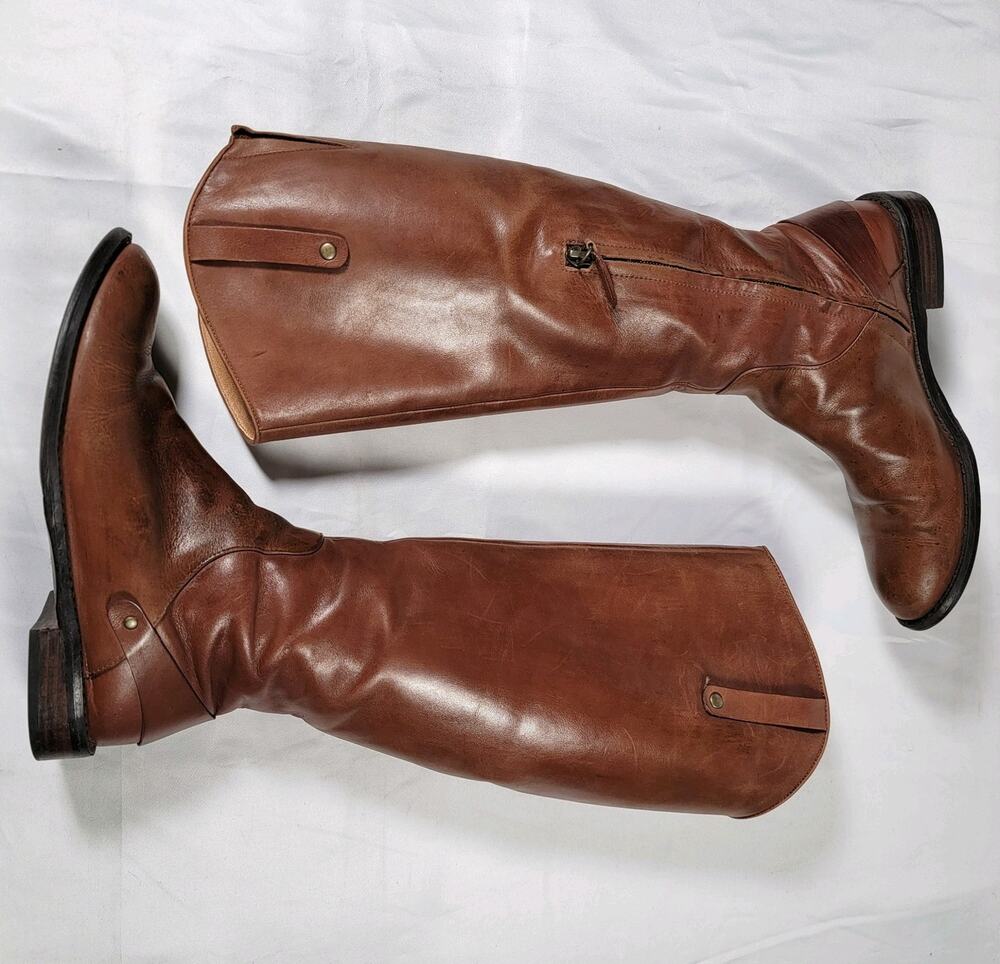 Halogen Keri Riding Boots Womens 9 M Tall Knee High Heels Zip Leather Brown